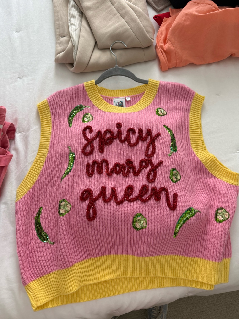QUEEN OF SPARKLES 'Spicy Marg Queen' Embellished Knit Vest